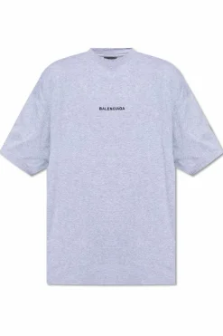 Balenciaga SZARY T-shirt z logo