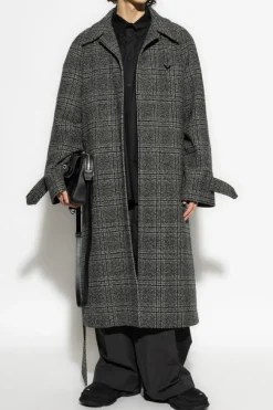 Balenciaga SZARY Wełniany płaszcz