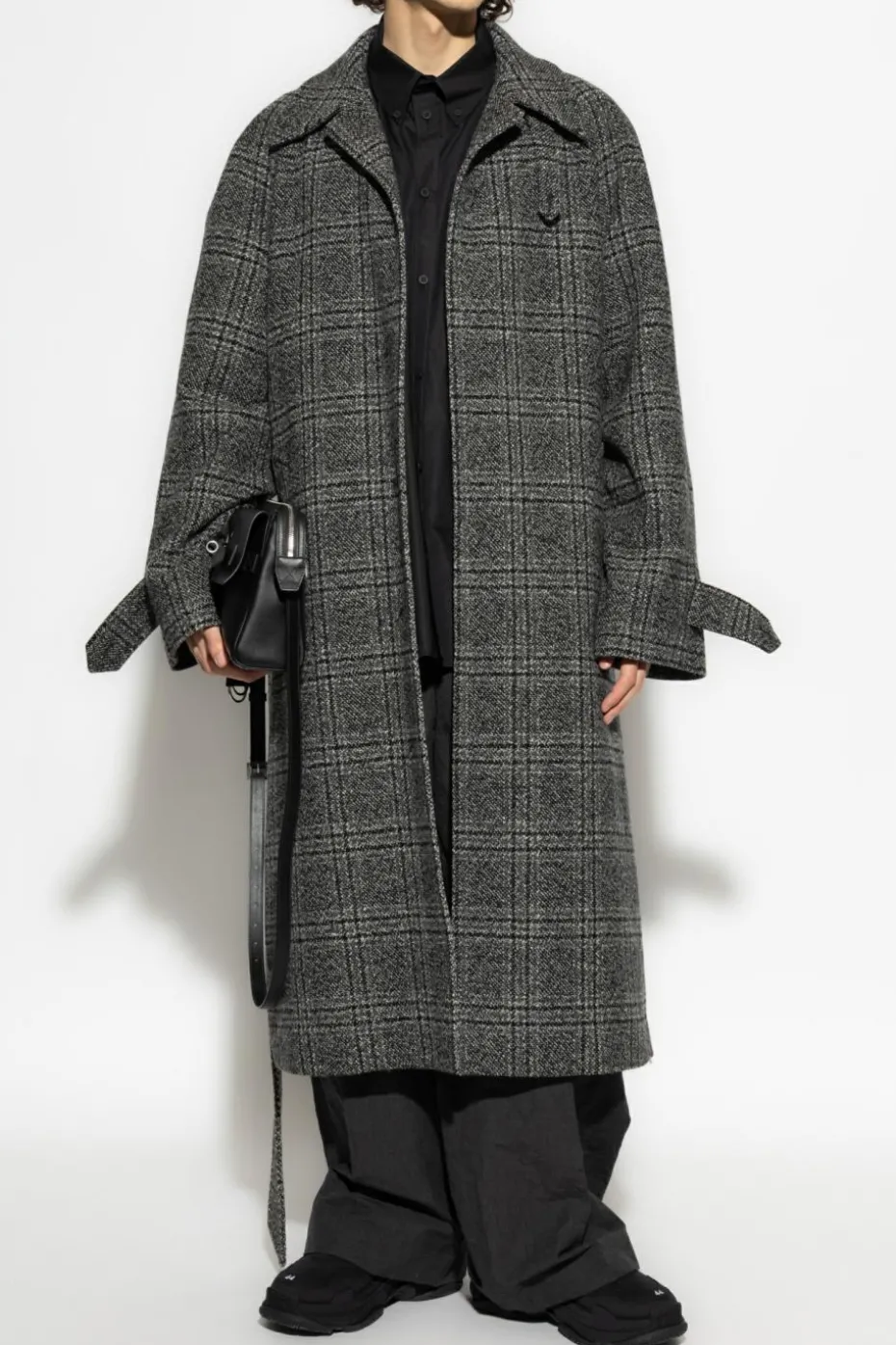 Balenciaga SZARY Wełniany płaszcz