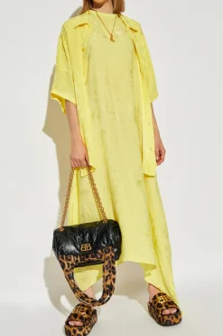 Balenciaga ŻÓŁTY Sukienka z efektem zgniecenia