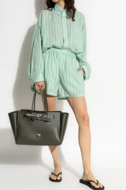Balenciaga ZIELONY Koszula ze wzorem w prążki