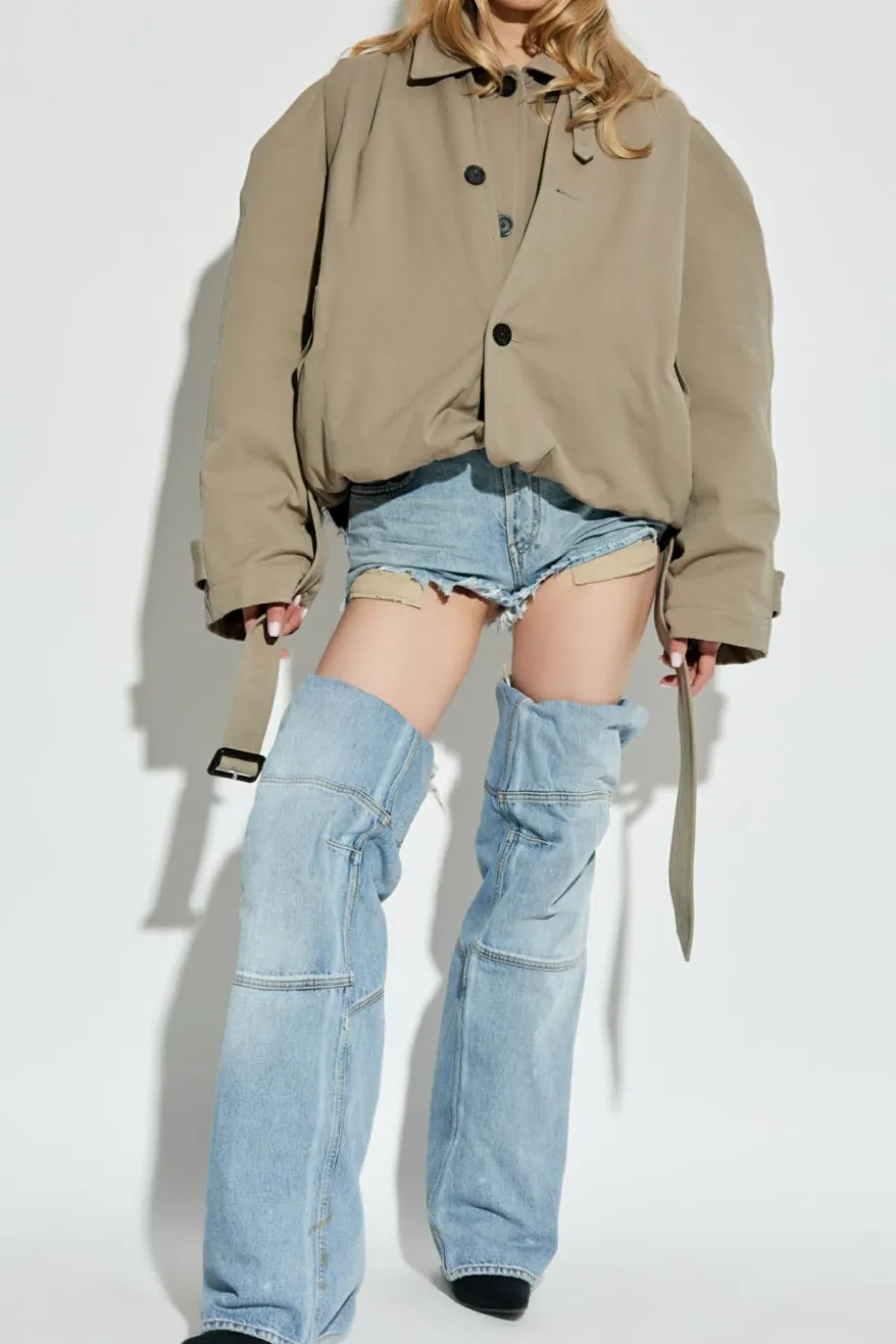 Balenciaga ZIELONY Kurtka z efektem `vintage`