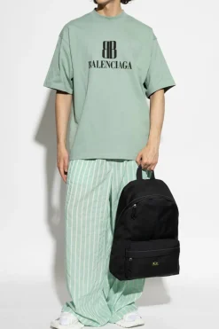 Balenciaga ZIELONY Spodnie o luźnym kroju ze wzorem w pasy
