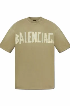 Balenciaga ZIELONY T-shirt z efektem `vintage`