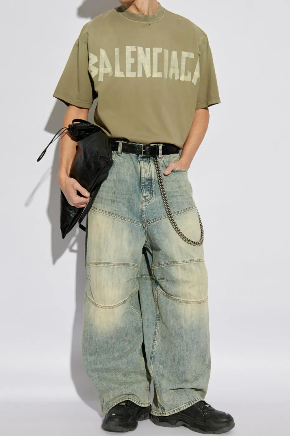 Balenciaga ZIELONY T-shirt z efektem `vintage`