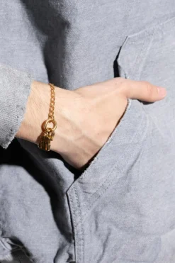 Balenciaga ZŁOTY Bransoleta z zawieszką w kształcie logo