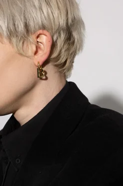 Balenciaga ZŁOTY Mosiężne kolczyki z logo
