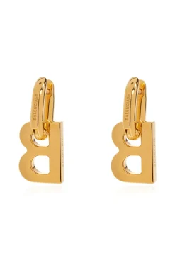 Balenciaga ZŁOTY Mosiężne kolczyki z logo