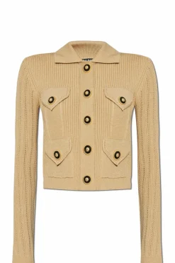 Balmain beżowy Kardigan z kieszeniami
