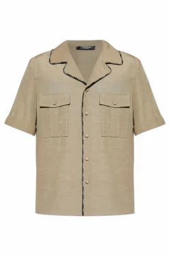 Balmain beżowy Koszula z krótkimi rękawami