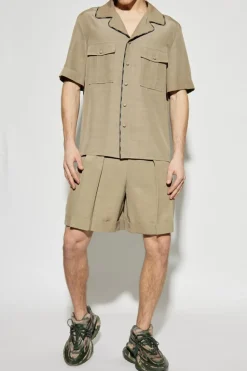 Balmain beżowy Koszula z krótkimi rękawami