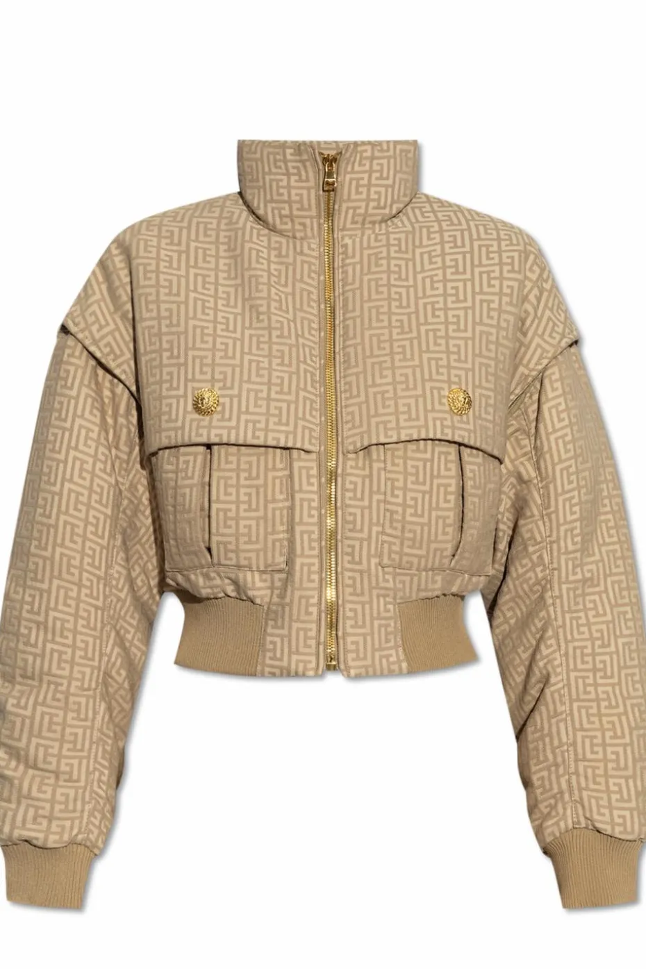 Balmain beżowy Ocieplana kurtka z odpinanymi rękawami