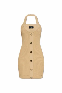 Balmain beżowy Sukienka z odkrytymi ramionami