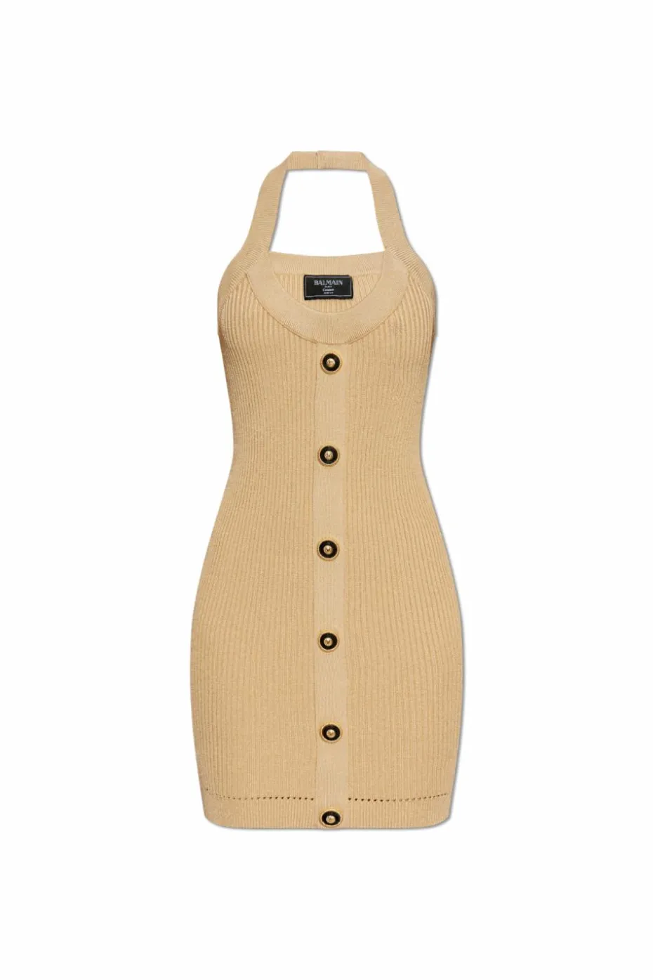 Balmain beżowy Sukienka z odkrytymi ramionami