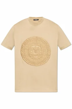 Balmain beżowy T-shirt z logo