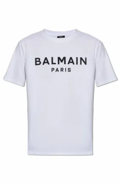Balmain BIAŁY Bawełniany t-shirt