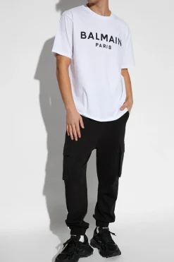 Balmain BIAŁY Bawełniany t-shirt
