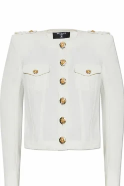 Balmain BIAŁY Jeansowa kurtka