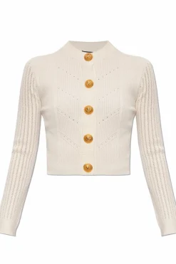 Balmain BIAŁY Kardigan z dekoracyjnymi guzikami