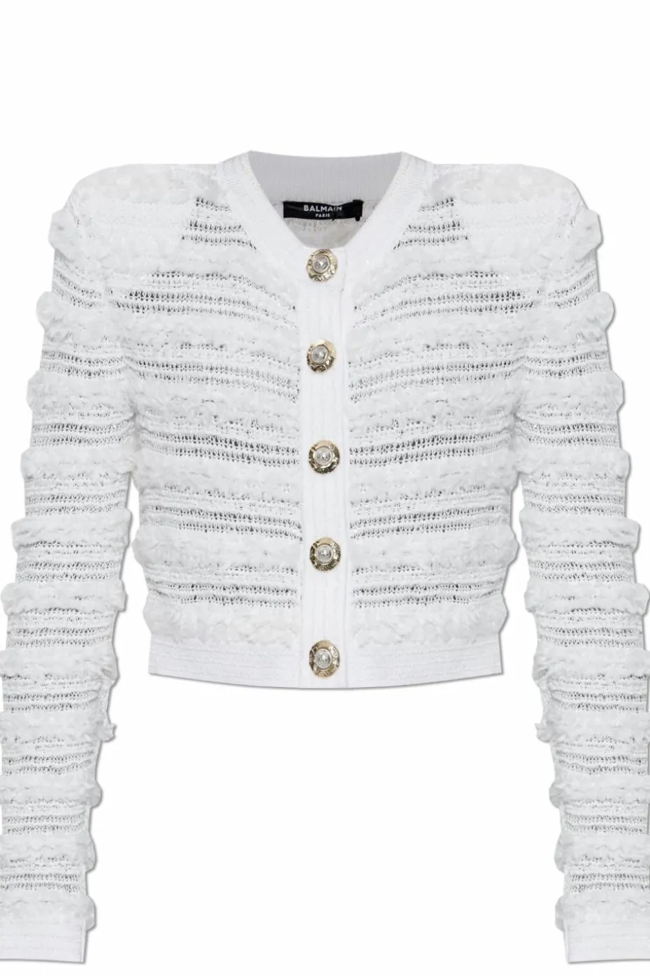 Balmain BIAŁY Kardigan z dekoracyjnymi guzikami
