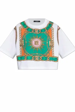 Balmain BIAŁY Krótki t-shirt o luźnym kroju
