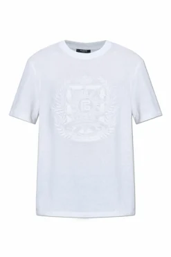 Balmain BIAŁY Lniany t-shirt