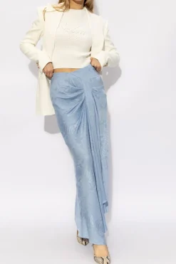 Balmain BIAŁY Prążkowany sweter z logo