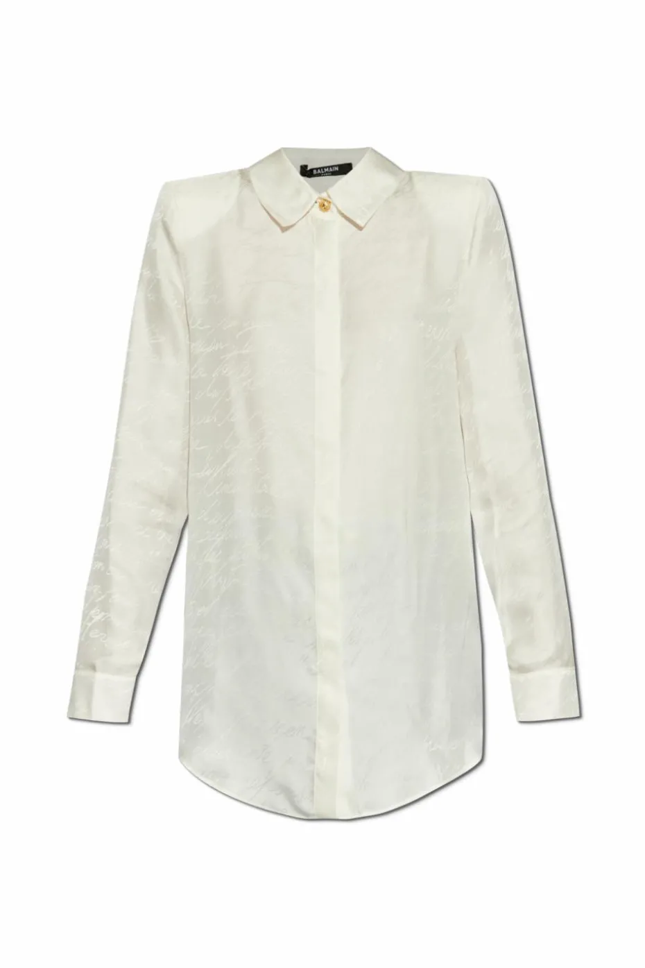 Balmain BIAŁY Satynowa koszula z monogramem