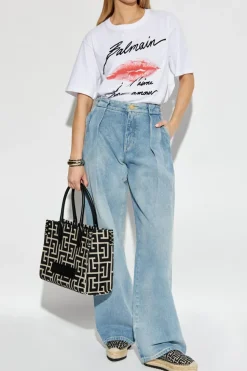 Balmain BIAŁY T-shirt typu `oversize`