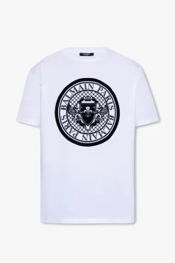 Balmain BIAŁY T-shirt z logo