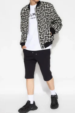 Balmain BIAŁY T-shirt z nadrukiem