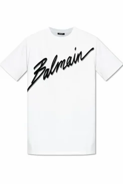 Balmain BIAŁY T-shirt z nadrukowanym logo
