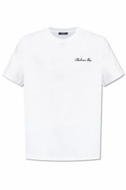 Balmain BIAŁY T-shirt z wyszytym logo