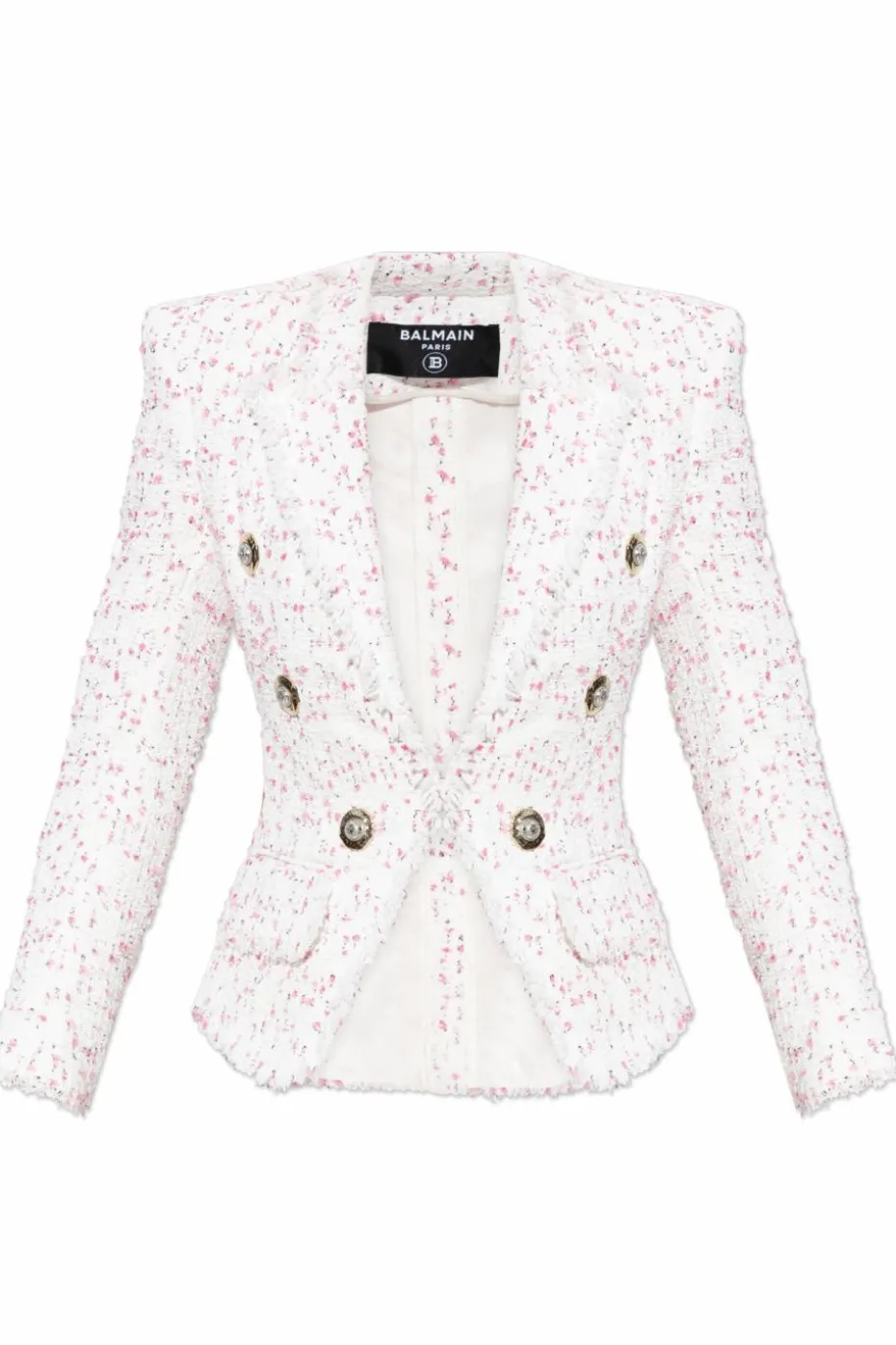 Balmain BIAŁY Tweedowa marynarka