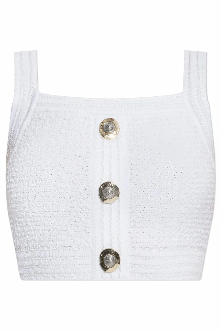 Balmain BIAŁY Tweedowy top na ramiączkach