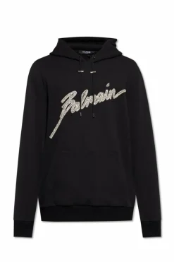 Balmain CZARNY Bluza z połyskującymi aplikacjami