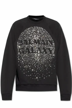 Balmain CZARNY Bluza z połyskującymi cekinami