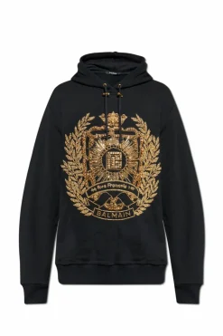 Balmain CZARNY Bluza z połyskującymi aplikacjami