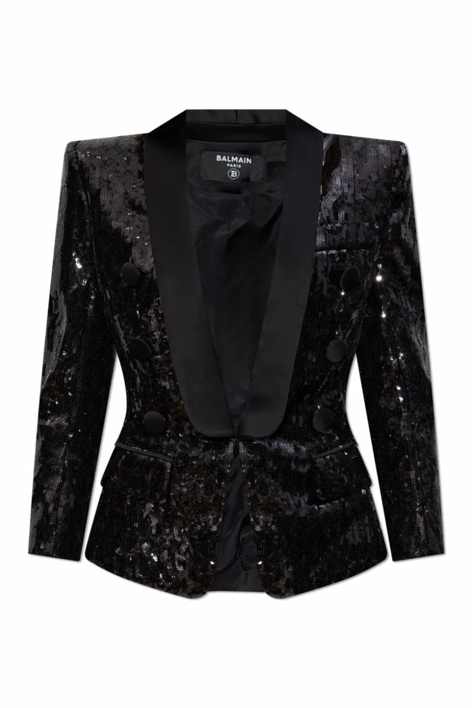 Balmain CZARNY Cekinowa marynarka
