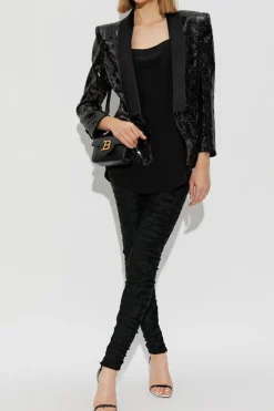 Balmain CZARNY Cekinowa marynarka