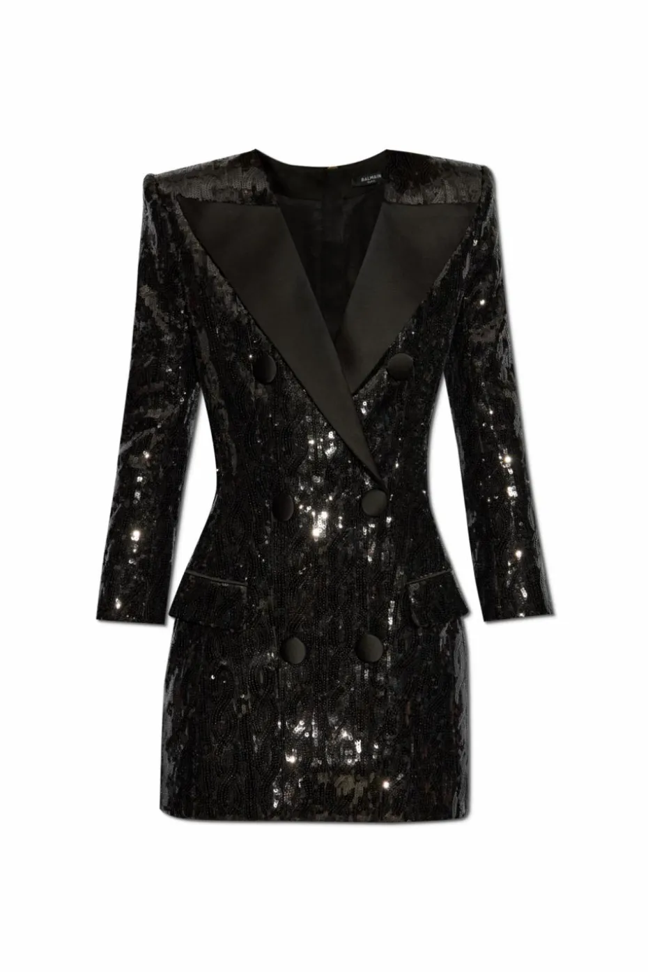 Balmain CZARNY Cekinowa sukienka