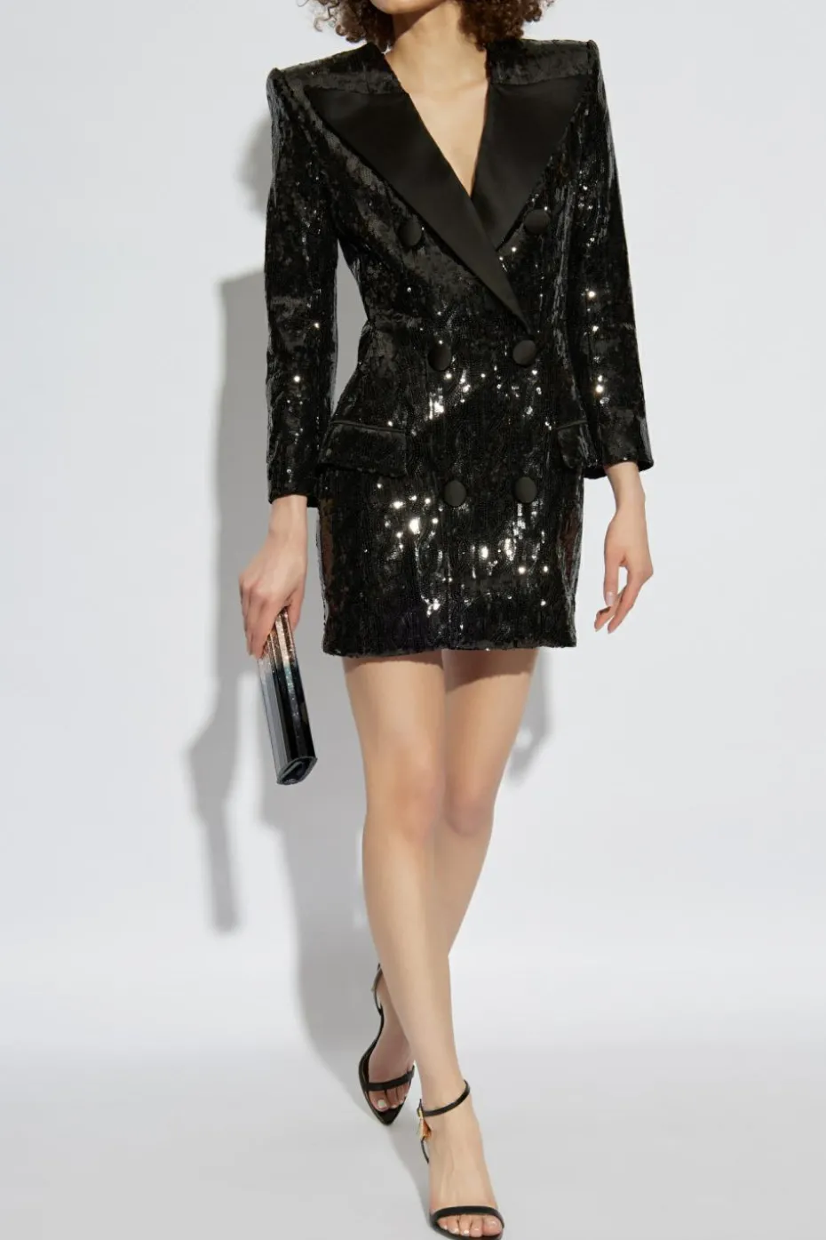 Balmain CZARNY Cekinowa sukienka