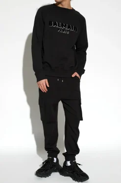 Balmain CZARNY Dresowe spodnie z logo