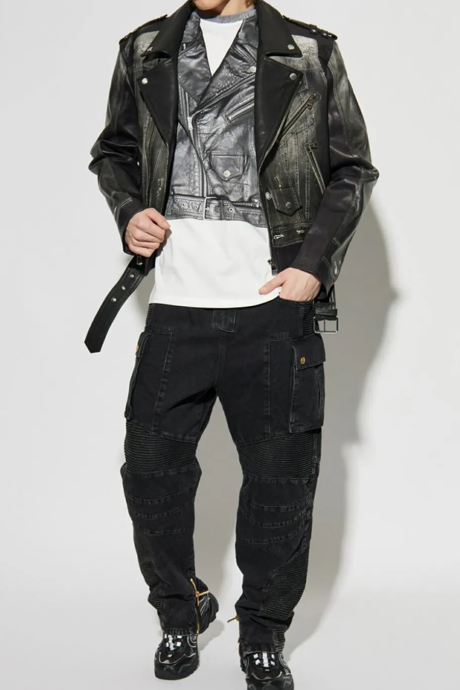 Balmain CZARNY Jeansy typu `cargo`