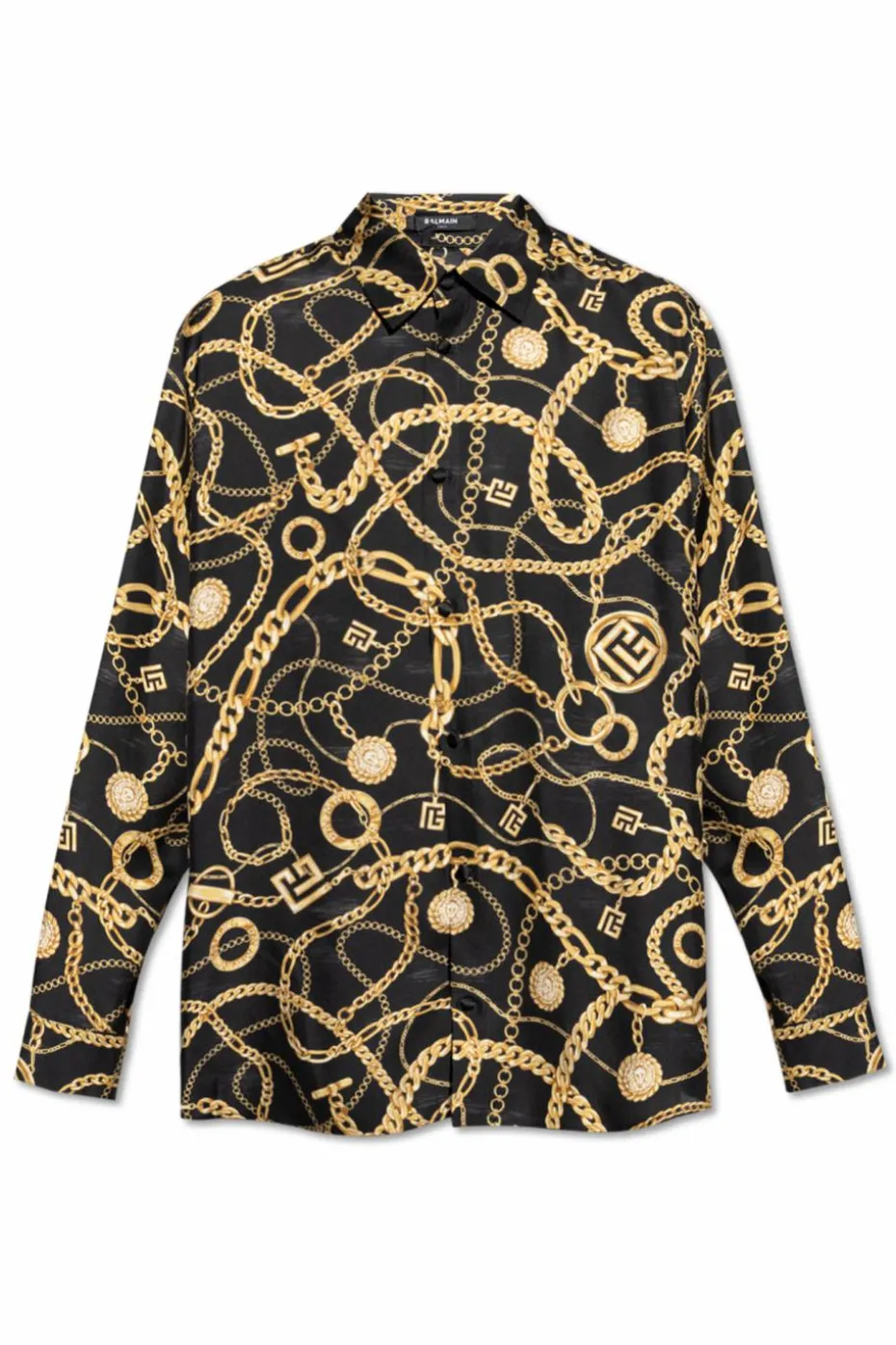 Balmain CZARNY Jedwabna koszula z nadrukiem