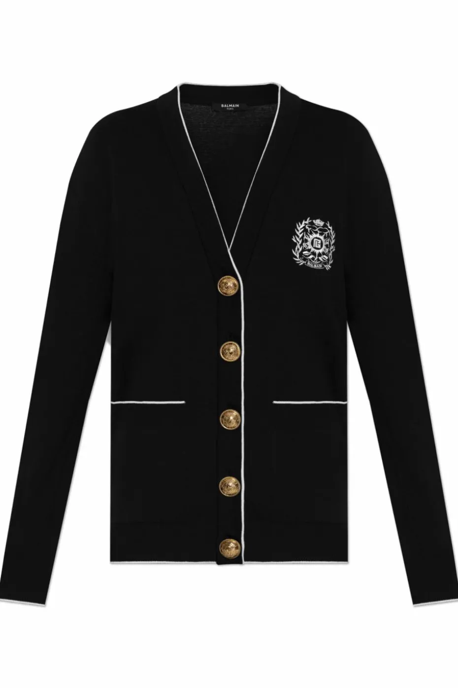 Balmain CZARNY Kardigan z kieszeniami