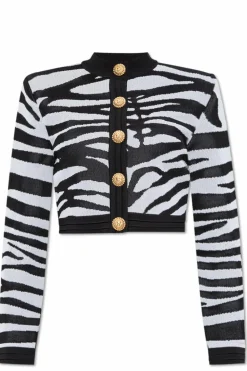 Balmain CZARNY Kardigan z motywem zwierzęcym