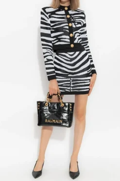 Balmain CZARNY Kardigan z motywem zwierzęcym