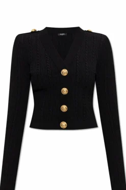 Balmain CZARNY Kardigan z guzikami