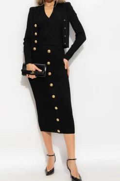 Balmain CZARNY Kardigan z guzikami